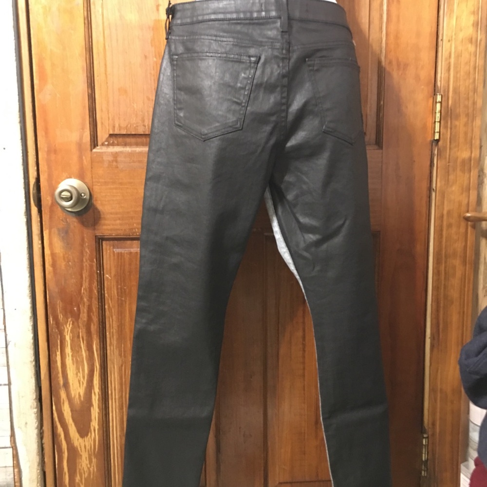 Half and half Grey/black leather Jeans